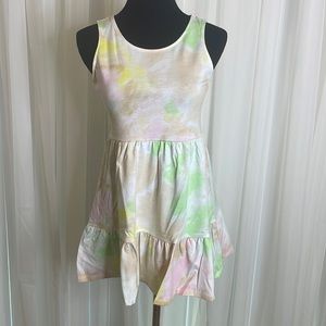 NWT Green Pink Tie Dye LOVE FIRE Dress, Girl’s Size M